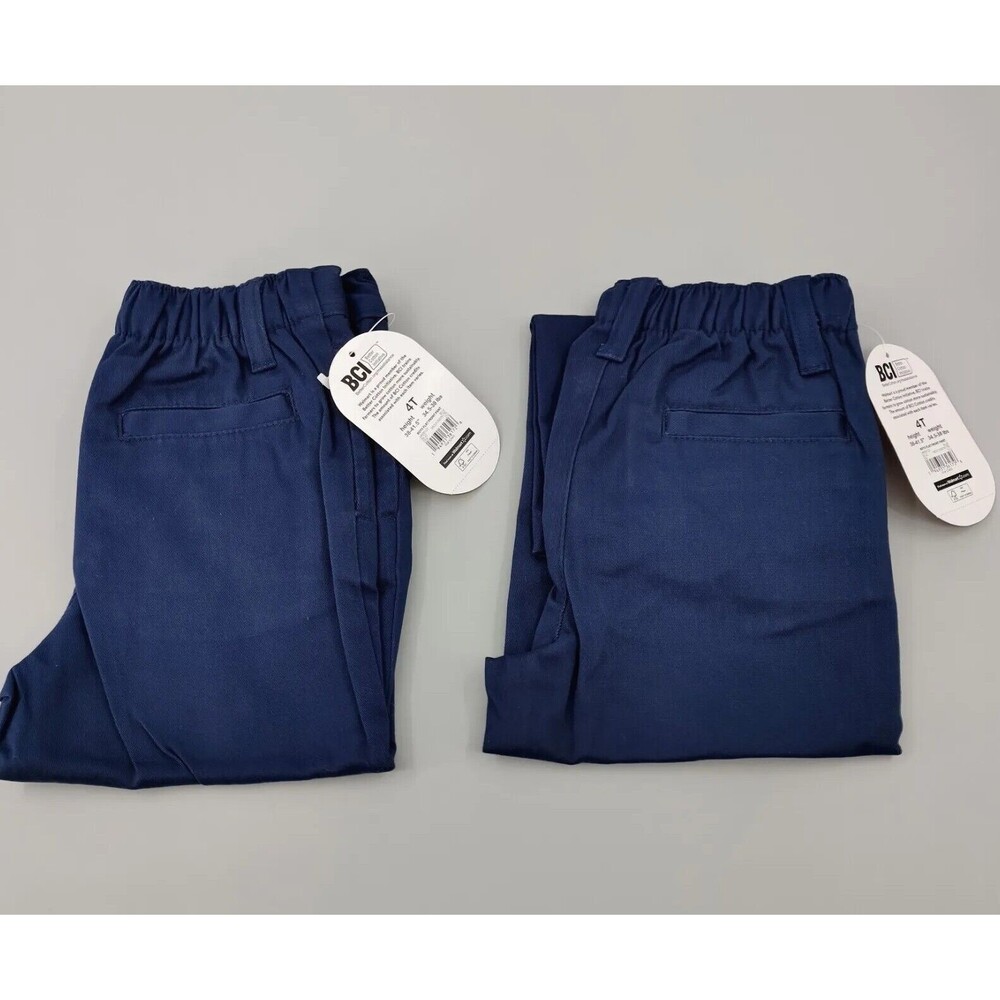 2 Wonder Nation Pants Boys 4T Toddler Navy Blue Flat Front School Uniform Bundle - Picture 5 of 13
